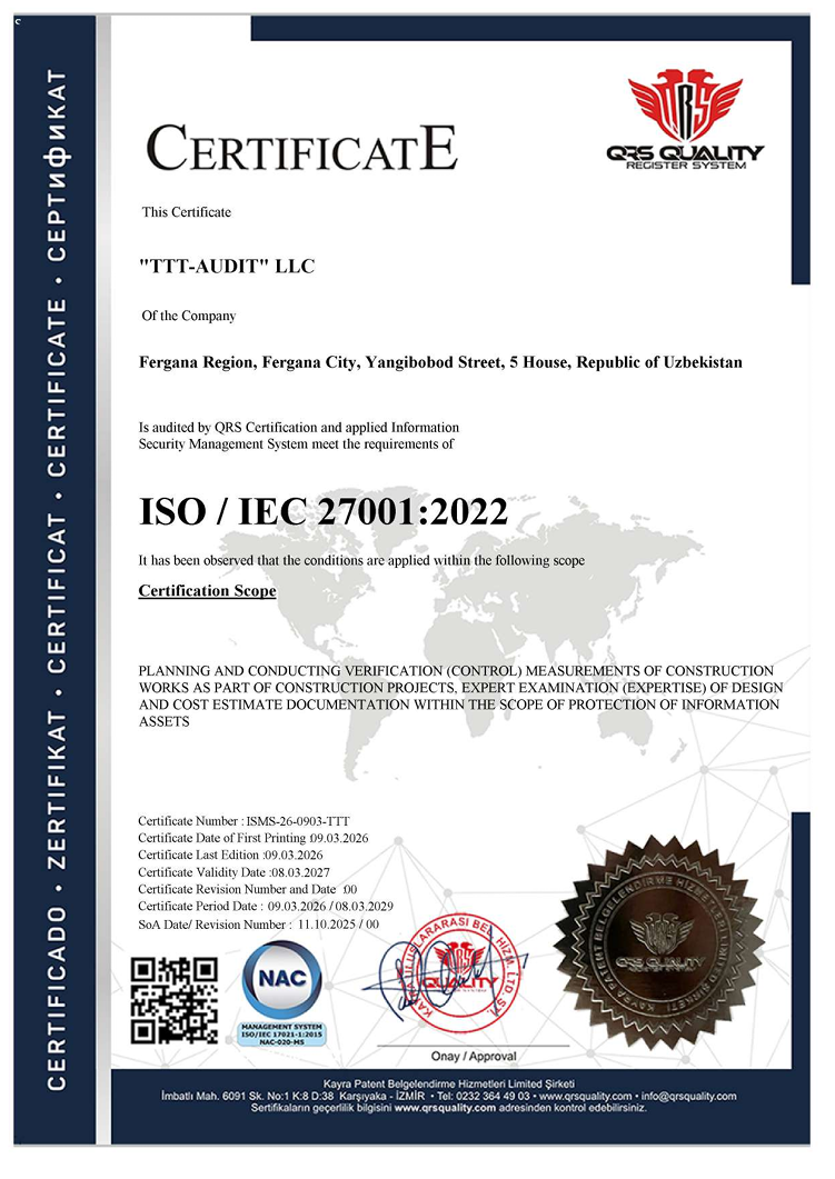Certificate ISMS-26-0903-TTT